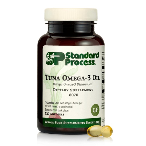 [BRSWIY3QAUMAAELE] Standard Process Tuna Omega-3 Oil - Brain & Eye Health Support Supplement - Essential Fatty Acid Supplement with Omega-3 - Nutritional Supplement to Aid Skin Health - 120 Softgels