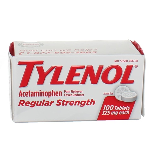 [BRSWKGYIBJYAKC34] Tylenol Reg Strngth 100'S Size 100ct Tylenol 325 Mg Regular Strength Pain Reliever