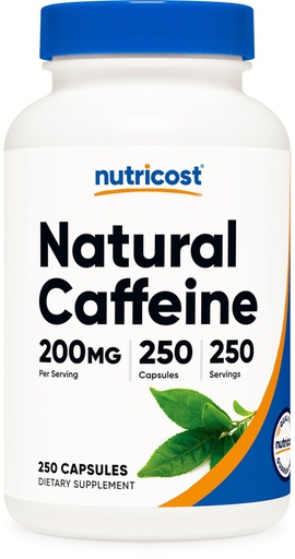 [BRSWGAIYAQOW2A3O] Nutricost Natural Caffeine 200mg, 250 Vegetarian Capsules - Gluten Free, Non-GMO