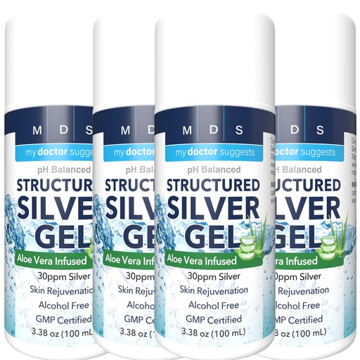 [BRSWIBI2ORYWKELO] Extra Strength Colloidal Silver Gel 30ppm with Aloe Vera - pH Balanced Structured Silver - & Relieve - (4 Pack)