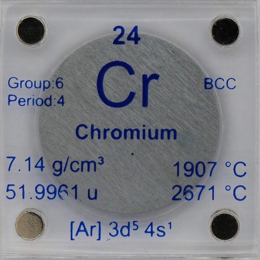 [BRSWYGQRPIFQO2Y7] Chromium (Cr) 24.26mm Metal Disc with Acrylic Case for Collection or Experiments