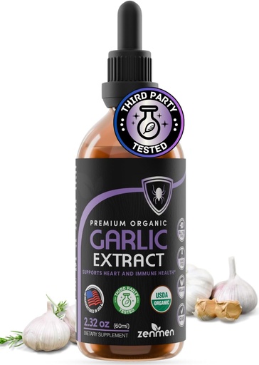 [BRSRAYYKOZ5Q4AI6] Zenmen Organic Garlic Cloves Extract (Odorless Tincture) - Immune Support, Source of Antioxidants - 2.32 oz / 60ml, Vegan, Manufactured in The USA