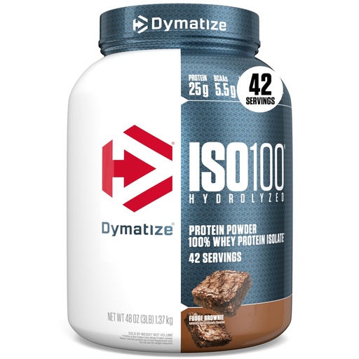 [BRSWKYIYC57QGHYV] Dymatize Nutrition ISO 100 Whey Protein Isolate Powder - 1.4 kg (Fudge Brownie)