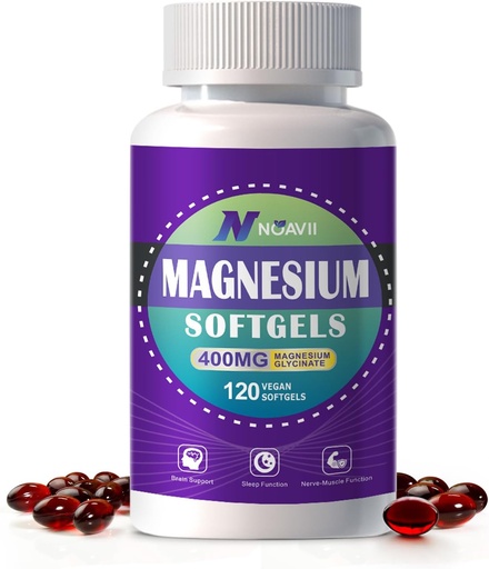 [BRSRAED3OF7WCELG] Magnesium Supplement Softgels, Легкий Absorption Magnesium Glycinate Gel Capsules 400mg з D3 & K2, Висока біодоступність Magnesium для сну та підтримки Calm, Nervous, М'язи та кісткове здоров'я