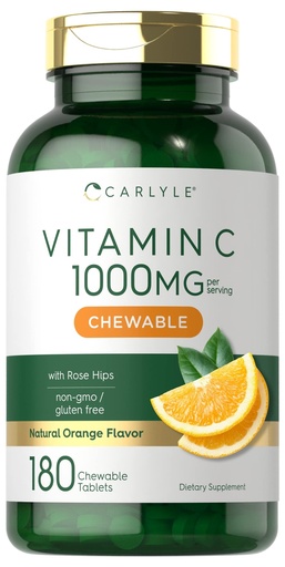 [BRSW2ZQCOEIQO3IY] Carlyle Vitamin C Chewables | 1000mg | 180 Tablets | Vegetarian, Non-GMO, Gluten Free Supplement