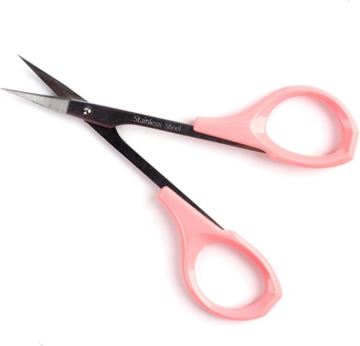 [BRSWKEIHCBYWACT4] Eyebrow Grooming Scissors 4 Inches Curved Small Craft Lash Scissor for Eyebrow Eyelash Extensions Stainless Steel 1PC (Pink_Curved)