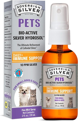 [BRSWGYY7AEIBGDYZ] Sovereign Silver Pets Immune Support, Colloidal Silver, Bio-Active Silver Hydrosol, for Dogs and Cats, 10 ppm, Fine Mist Spray, 2 Fl Oz