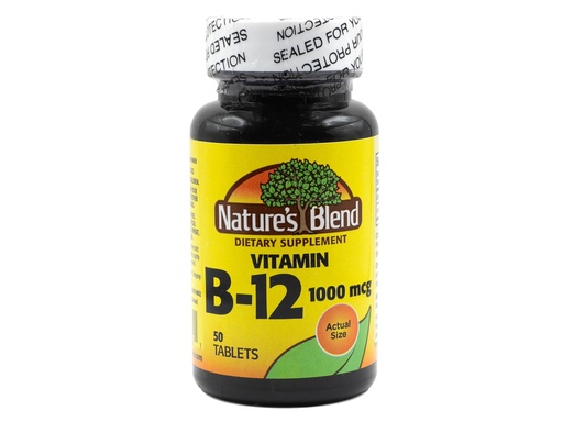 [BRSWIYYOAEHWGCLG] Nature's Blend Vitamin B12 Tablets, 1000 mcg, 50 Tabs