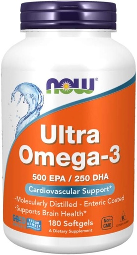 [BRSWIFQ4BYBWCDI7] NOW Foods - Ultra Omega-3 500 EPA/250 DHA - 180 Softgels