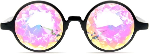 [BRSWIGQPCIDBEH3E] GloFX Black Kaleidoscope Glasses | Plastic Frame Diffraction Glasses with Glass Crystal Lens | 3D Prism Rainbow Effect | Great EDM, Concert, and Rave Accessory