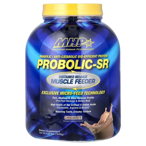[BRSWYGI7BEMRUCD5] Maximum Human Performance Probolic-SR Sustained Release Protein Powder, 24g Protein, BCAAs, Glutamine, Arginine, Pre-Workout, Post-Workout, Nighttime Protein, 4lbs, 52 Servings, Chocolate