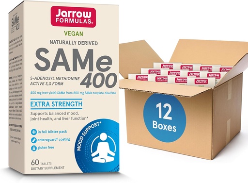 Jarrow Formulas Same 400 mg, Supports Joint Health, Liver Function, Brain Metabolism, 60 Tablets, Up to a 60 Day Supply,Pack of 12