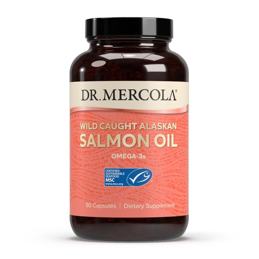 [BRSWIYIEAICB6FI7] Dr. Mercola Salmon Oil - Omega-3 Support - Wild Caught Alaskan Sockeye - Minimally Processed - MSC Certified - 3000 mg - Non-GMO - 90 Capsules