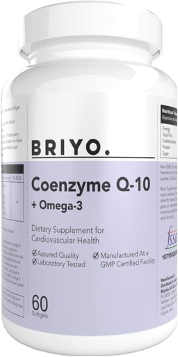 [BRSRAAQEOUNGAHY7] CoenzymeQ10 + Omega 3-150 mg Omega 3 + 100 mg Omegas 3 with Lycopene and Selenium for Heart Health, Cellular Energy, Antioxidant Support