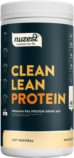 [BRSWG2QQAQAQ23A3] Nuzest - Pea Protein Powder - Clean Lean Protein, Premium Vegan Plant Based Protein Powder, Dairy Free, Glutenfrei, GMO Free, Protein Shake, Just Natural (UNFLAVORED), 40 Servietten, 2.2 lb