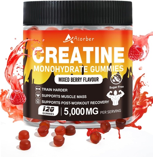 [BRSRA2YQPNYWGHLL] Creatine Monohydrate Gummies for Men & Women - 5g Creatine Monohydrate Per Serving, Supports Workout, Zero Sugar, 120 Vegan Supplement Gummies