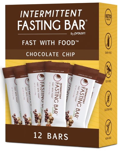[BRSRMCA2CQFQI23H] Prolon Fasting Bars | 5g Protein, 7g Fiber | Keto-Friendly, Gluten-Free, Dairy-Free, Plant-Based | Nutrition for Intermittent Fasting | Formulated to Not Break Your Fast | Chocolate Chip (12 Count)