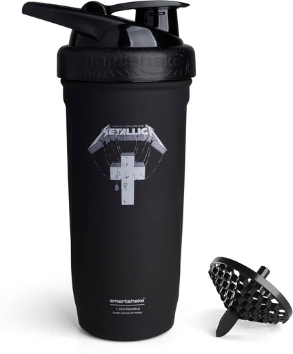 [BRSRA2YLDEGQMADK] Smartshake Rockband Reforce Stainless Steel Protein Shaker Bottle 900 ml | 30 oz - Leakproof Screw-on Lid - BPA Free - Unisex - Metallica, Master of Puppets Logo på flaska