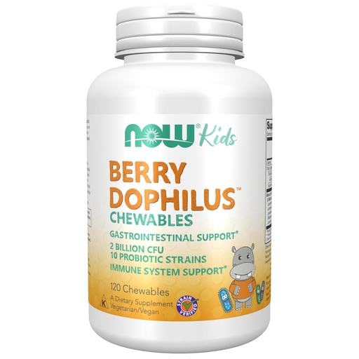 [BRSWGZDRAEHAKAA7] NOW Foods Supplements, BerryDophilus™ with 2 Billion, 10 Probiotic Strains, Xylitol Sweetened, Strain Verified, 120 Chewables, packaging may vary