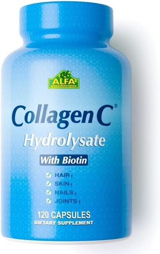 [BRSWIZ35OUGBSGTO] Premium Collagen Hydrolysate By Alfa Vitamins - Anti-Aging Beslenme Supplement Rich In Vitamin C - Skin, Nails & Hair Rejuvenation - Supports Bone & Muscle Health - Made In USA - 120 Capsules