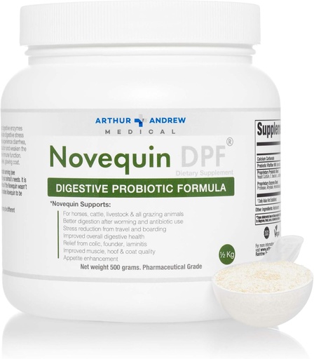 [BRSWIGYECICQCAAZ] Arthur Andrew Medical, Novequin DPF, Digestive Probiotic Formula for Large Animals, Prebiotics, Probiotics, and Enzymes, Non-GMO, 500 Grams