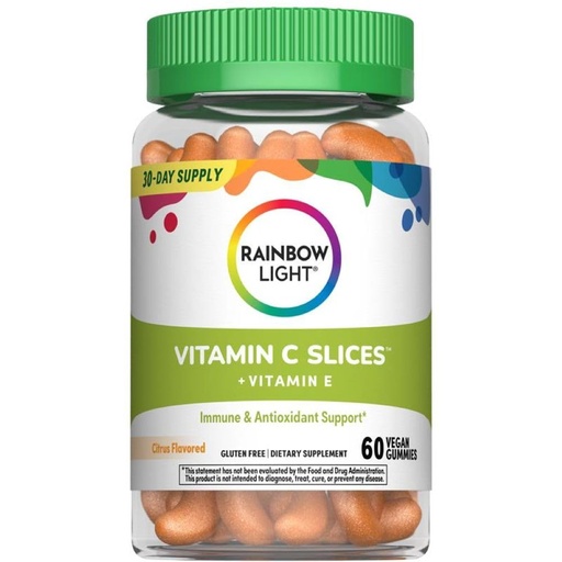 [BRSW2BAQBV5BSFLV] Rainbow Light Vitamin C Gummies | 60 Count | Citrus Flavored | with Vitamin E | Immune & Antioxidant Support for Adults and Kids
