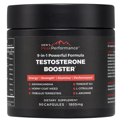 [BRSROBQOBYBWMF3Z] MEN'S PeakPerformance - Testosterone Booster Supplement for Men - Boost Stamina, Muscle Growth, Energy, Strength, Endurance & Drive - Ashwagandha, Tribulus, L-Arginine, Tongkat Ali- 90 Capsules
