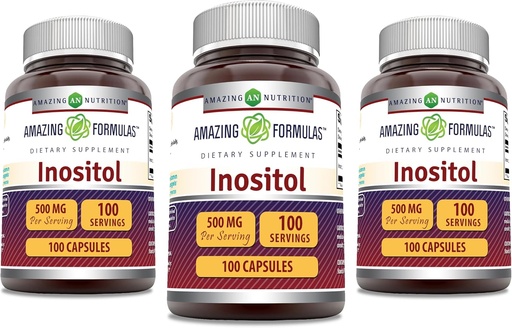[BRSRAZLYOIFWMHI6] Amazing Formulas Inositol 500 Mg | Capsules Supplement | Non-GMO | Gluten-Free | Made in USA (Pack of 3 | 100 Count)