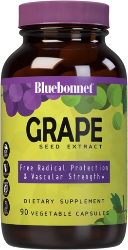 [BRSWIY32B4FWG2I7] BlueBonnet Super Fruit Grape Seed Extract Supplement, 90 Count