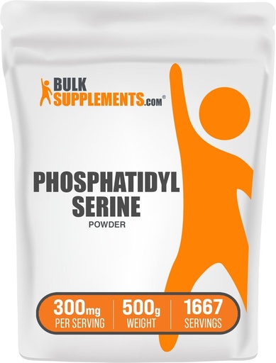 [BRSWECQRCMORUH36] BulkSupplements.com Phosphatidylserine Powder - Phosphatidylserine Supplement, Sourced from Soy Beans - 300mg per Serving (60mg of Phosphatidylserine), 500g (1.1 lbs) (Pack of 1)