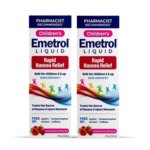 [BRSROYY5AF5ROALA] Emetrol Children's Non-Drowsy Liquid Nausea Relief - Upset Stomach Medicine - Nausea Relief for Kids - Mixed Berry Flavor - 4fl oz, 2 Pack