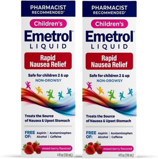 [BRSROYY5AF5ROALA] Emetrol Rilievo nautico liquido non dorsale per bambini - Upset Stomach Medicine - Rilievo Nausea per bambini - Mixed Berry Flavor - 4fl oz, 2 Pack