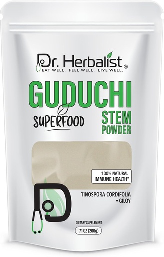 [BRSWYAYDO4AW2FA7] Dr. HERBALIST Guduchi Stem Powder (200g) Tinospora Cordifolia - Supports Detoxification & Immune Wellness