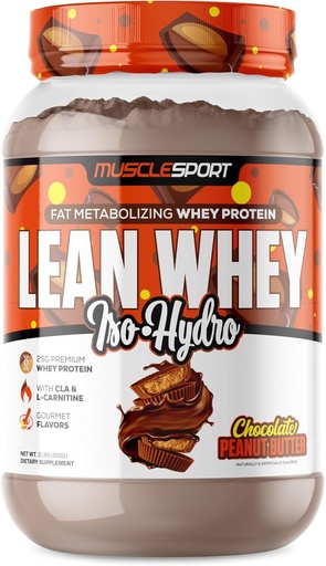 [BRSWYCYBAECQEC3P] אבקת חלבון שרירי Lean Whey Revolution - Whey חלבון Isolate - Low Calorie, Low Carb, שומן נמוך, פלאבים מדהימים - 25g חלבון עבור Scoop (2LB, שוקולד בוטנים Butter)
