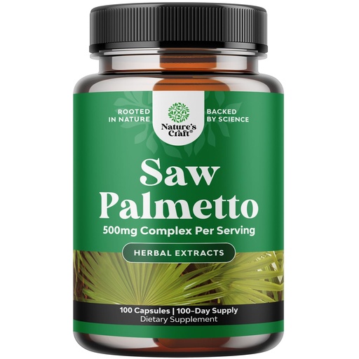 [BRSWKYYHDF7Q2CLG] Extra Strength Saw Palmetto Extract - Advanced Herbal Complex for Hair Health and Urinary Support with Plant Sterols & Flavonoids - Potent Herbal Supplement with 500mg per Serving - 100 Count