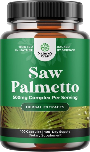 [BRSWKYYHDF7Q2CLG] Extrato de Palmetto - Complexo de ervas avançado para a saúde do cabelo e suporte urinário com Esterols planta e flavonoides - Potent Suplemento de ervas com 500mg por serviço - 100 Cápsulas