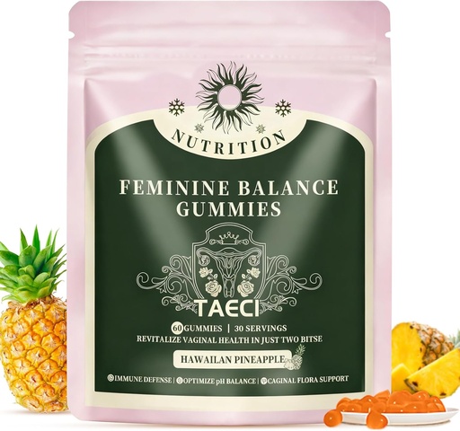 [BRSRAAL4CQCRMFI6] Feminine Balance Gummies for Women – Probiotic & pH Support – Hawaiian Pineapple Flavor – Daily Wellness Supplement – Vegan, Gluten-Free – 60 Conteo, 30 Serviciones