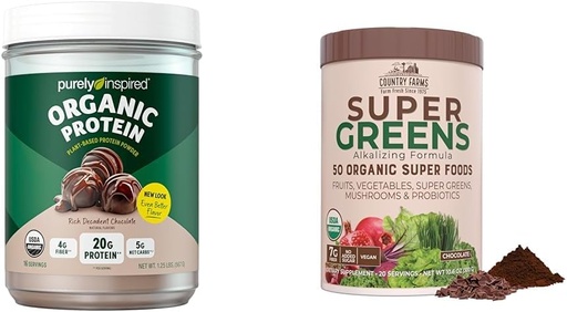 [BRSRAYANOIBAMEY3] Purely Inspired Organic Protein Powder and Country Farms Super Greens Drink Mix Bundle (16+20 Servings)