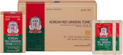 [BRSWK2QPPMIA4FDA] Korean Red Ginseng Tonic Gold Asian Panax Ginseng Extract Tonic- 30 Drink Pouches