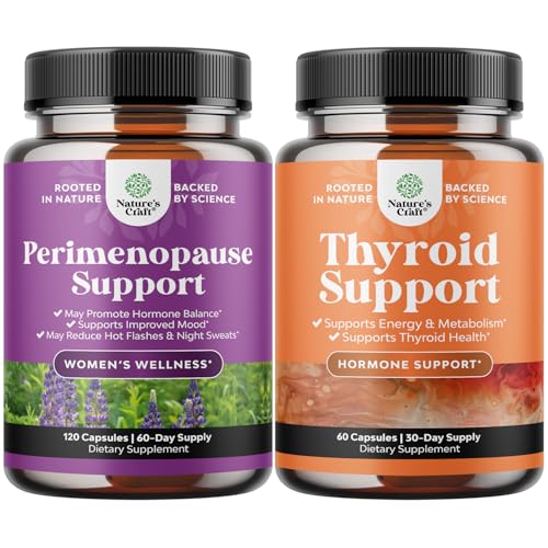 [BRSROCDQAUNRA233] Bundle of Perimenopause Supplement with Maca Root Vitex Berry & Black Cohosh for Hot Flashes Night Sweats Hormone Balance & Mood and Thyroid Support with L Tyrosine Bladderwrack Selenium & Ashwagandha