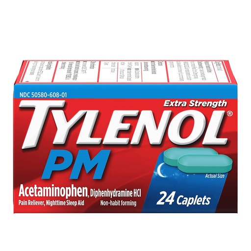 [BRSWIYYLBADRYHQ7] Tylenol- PM, Extra Strength Caplets, 24 Count