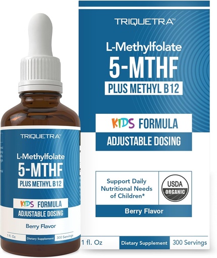 [BRSRAHQKAQBAKFD7] Orgánicas Methylfolate + Metil B12 Cofactor - Orgánica Berry Flavor, Forma Sublingual - 5-MTHF Forma, Forma Superior de Folate - Dosis Ajustable para Todas las Edades - Mood, Comportamiento, Cognición - 1 oz.