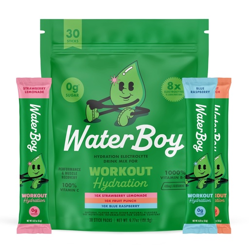 [BRSROYIHO4MAIGT2] Waterboy Workout Hydration, Variety Pack, Sugar Free Electrolytes 30ct