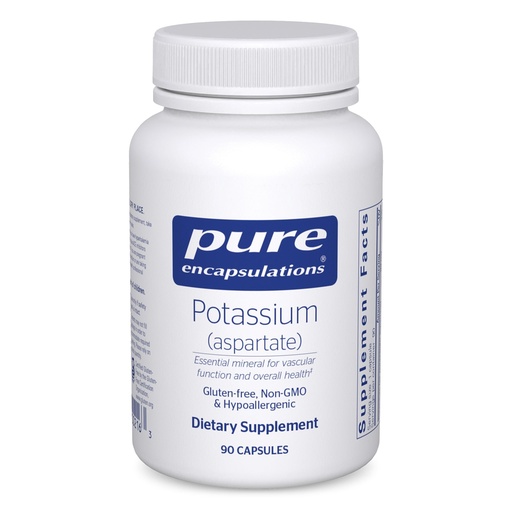 [BRSWIY36A57REDAV] Pure Encapsulations Potassium (Aspartate) | Hypoallergenic Supplement to Support Nerves, Muscles, Blood Flow, and Cardiovascular Health | 90 Capsules