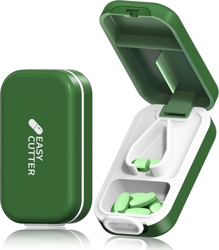 [BRSRAGQOAB7GE236] Pilula Cutter pentru pastile mici sau mari &amp; Tablett Vitamine design în Statele Unite ale Americii.cu Silicon detaşabil și siguranță Buckle Design ușor de deschis. (Olive)