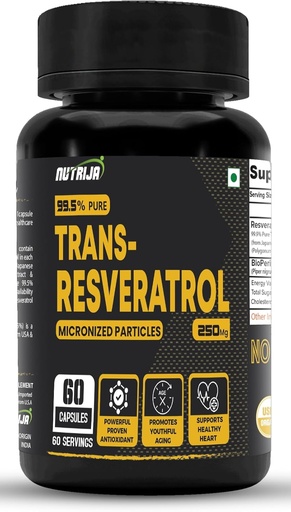 [BRSROGQZO5YRA23F] Trans Resveratrol 250MG Capsules - 99.5% Pure Micronized and Highly Bioavailable Supplement | Slow Down Aging, Proven Powerful Anti-Oxidant | Improves Metabolism & Heart Health (120 Capsules)