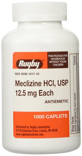 [BRSWIYD5AQORKHI3] MECLIZINE TABS 12.5 MG OTC*RUG Size: 1000