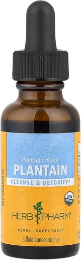 [BRSWIY37AF6AC3DO] Herb Pharm Certified Organic Plantain Liquid Extract til rensning og afgiftning - 1 Ounce (DPLAN01)
