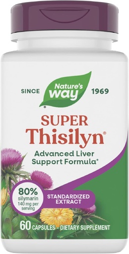 [BRSWIYTQAV5AMCDY] Nature's Way Super Thisilyn Advanced Liver Support Formula*, Liver Function Support*, met Milk Thistle Extract, Glutenvrij, 60 Capsules (Verpakking mei Vary)