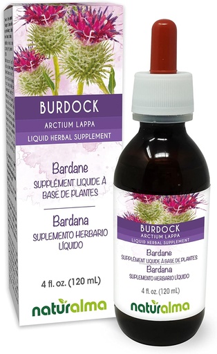 [BRSW2FILPJYBQFAZ] Naturalma Burdock (Arctium lappa) Raíz e ervas sem álcool Tintura - 4 fl oz Extrato líquido em gotas - Suplemento de ervas - Vegan
